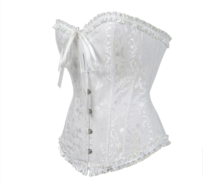 Satin Off -White Overbust Lace up Busiter Corset - Image 1