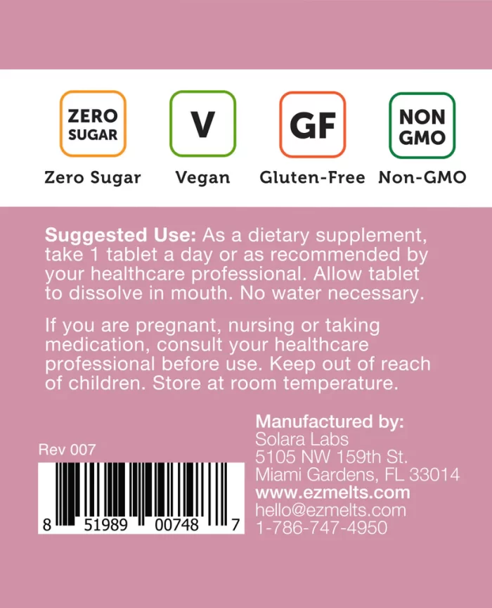 EZ Melts Energy Memory & Mood Enhancer Methylated B Complex Vegan Zero Sugar - Image 4