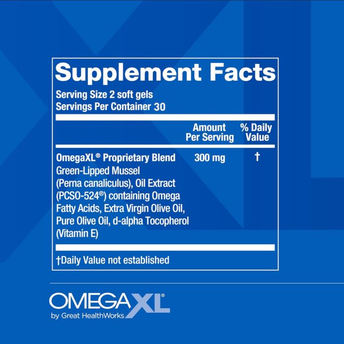 Omega XL 60ct by Great HealthWorks: Small, Potent, Joint Pain Relief - Omega-3 - Image 2