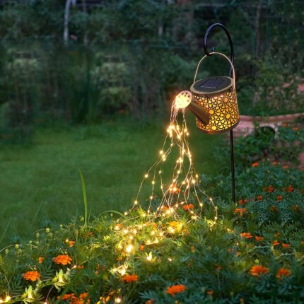 Metal Watering Can with  Solar Lights