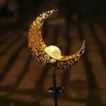 Metal Moon with Crackled Glass Globe (Solar) - Image 2
