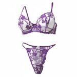 Embroidered Panty & Bra Set - Purple - Image 2