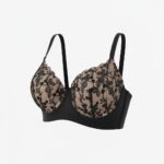 Black Embroidered Bra with cream lining
